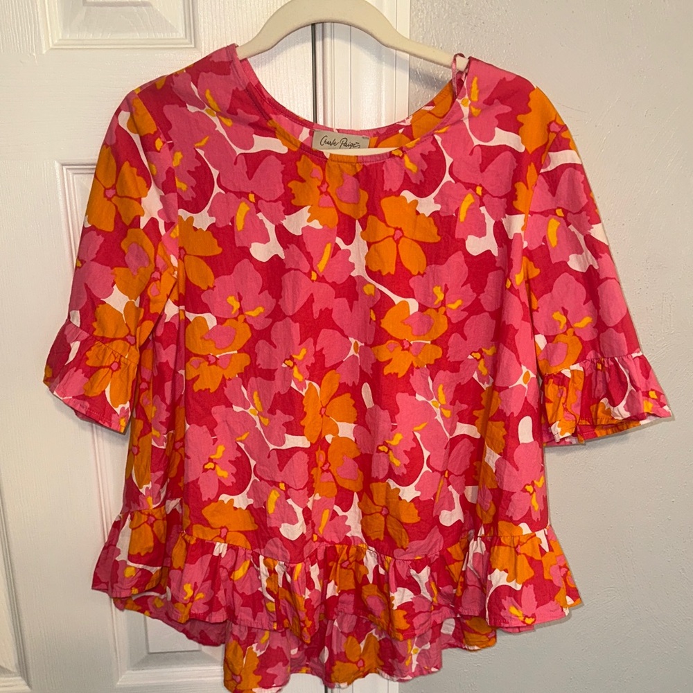 Charlie Paige Pink and Orange Floral Top